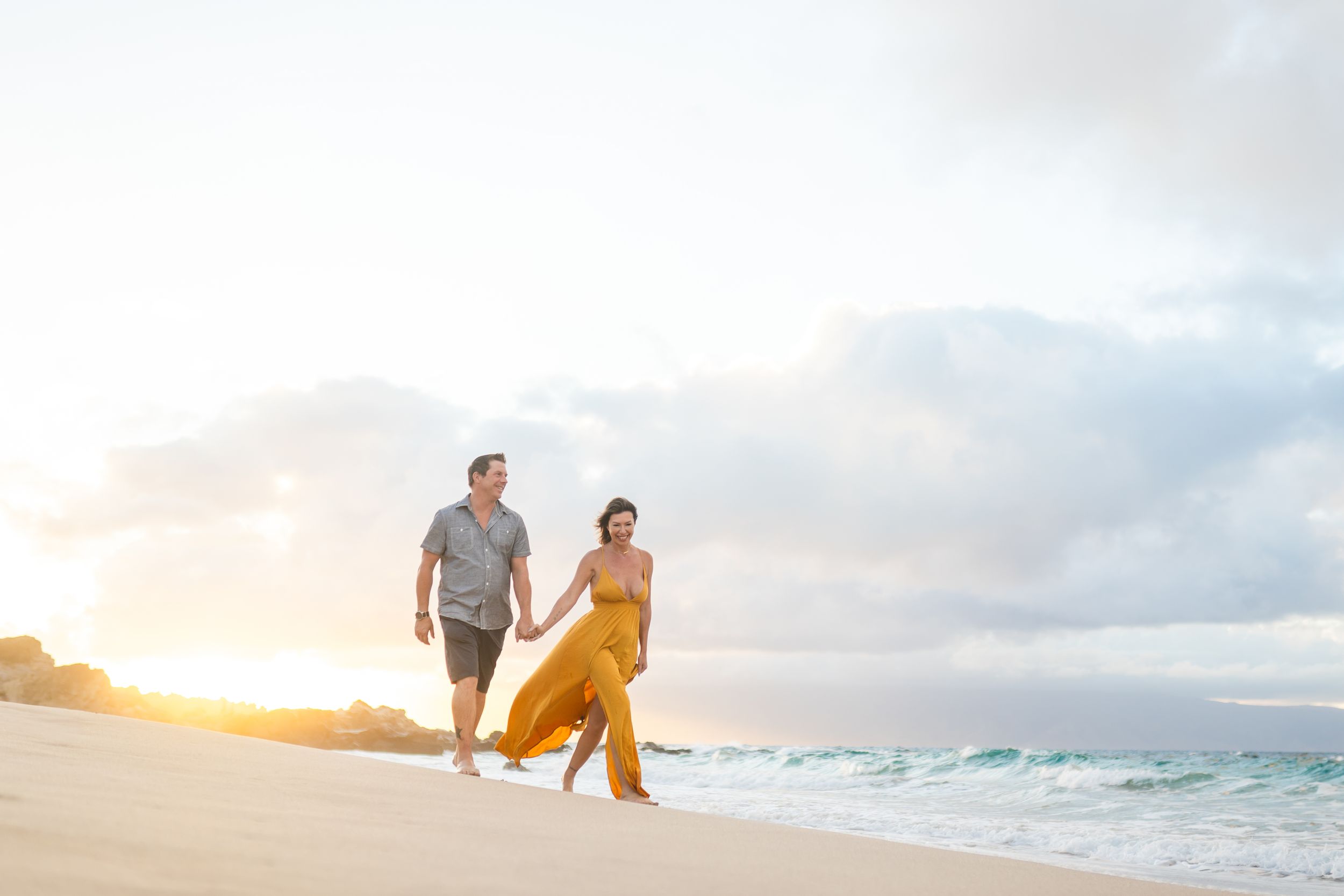 Wedding Anniversary couple sunset photo at Ironwood beach Maui Hawaii