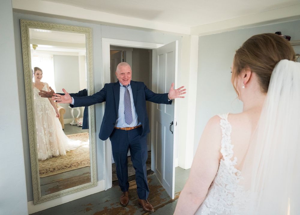 Wedding preparation sequence showing reactions and emotions in a bright interior setting.