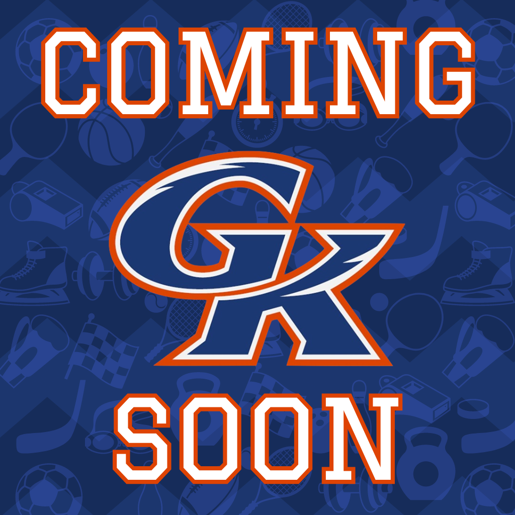 Blue and orange sports logo with 'Coming Soon' text on dark background.