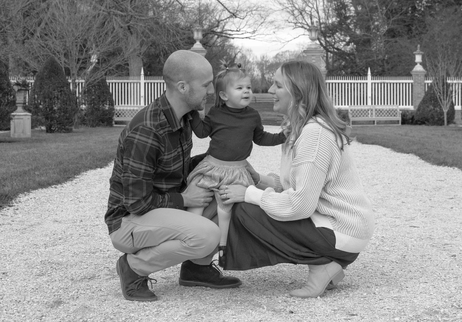 Black and white family photos in colonial Williamsburg