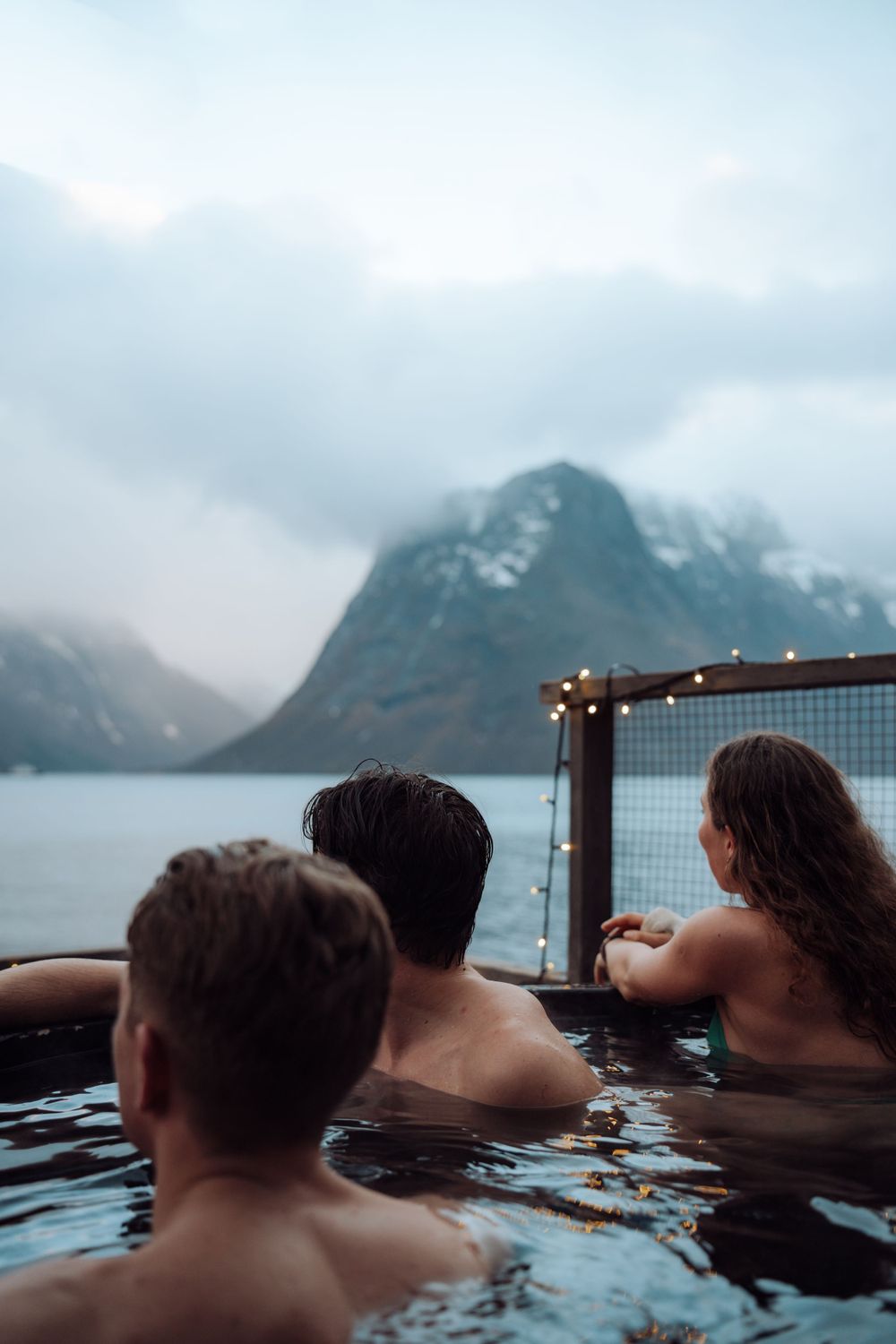 Norwegian fjord and bathtub in Sæbø, Hjørundfjorden, Sunnmøre Norway