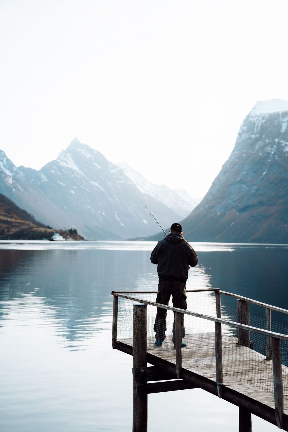 Fishing in norwegian fjord in Sæbø, Hjørundfjorden, Sunnmøre Norway