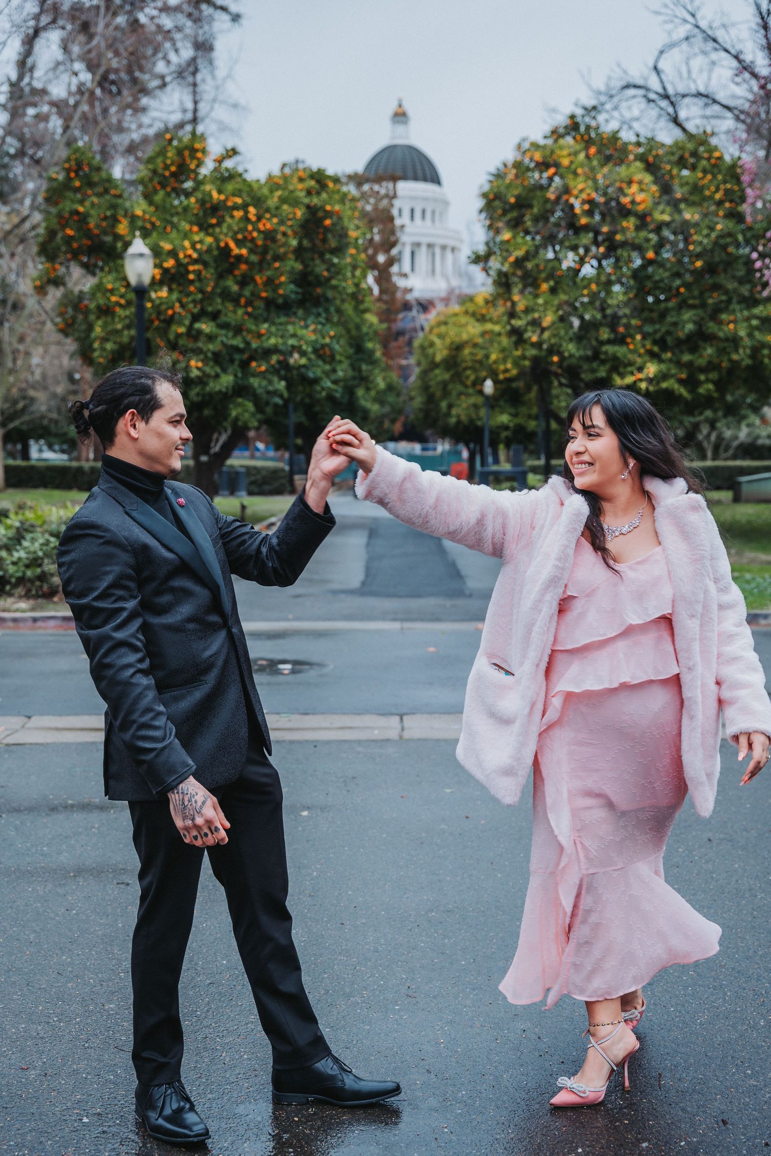 Omaha couple engagement at capitol