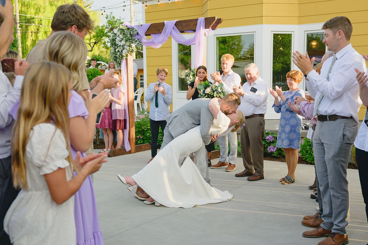 Blackfoot wedding photographer ShutterGirl send off at backyard wedding in Blackfoot idaho