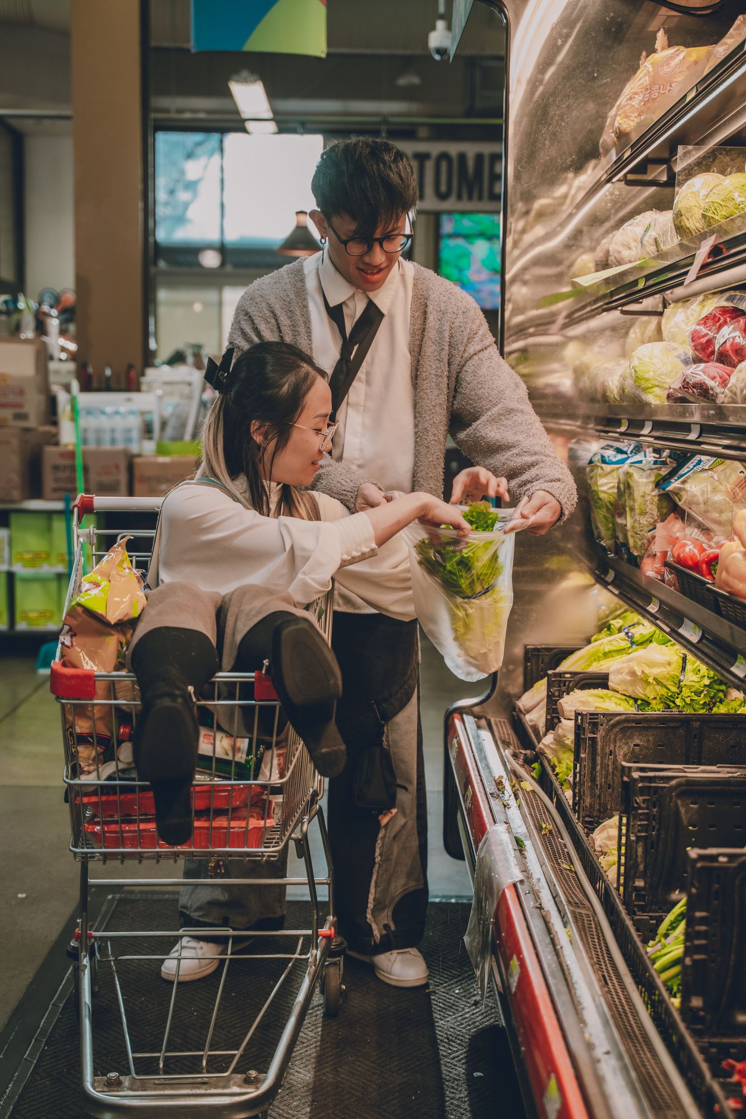 korean bbq photo session at a grocery store