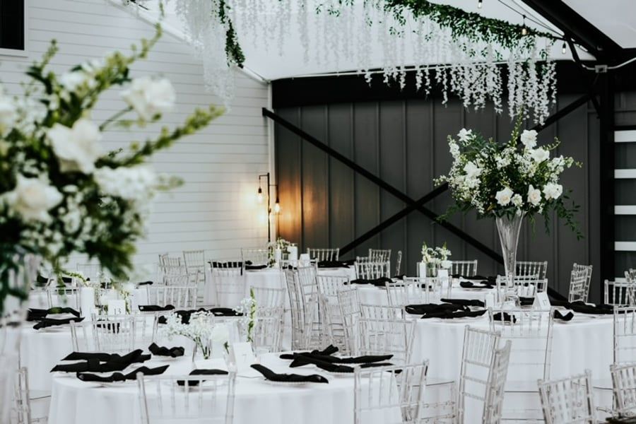 Reception setup at The Delanie, a Dallas wedding venue