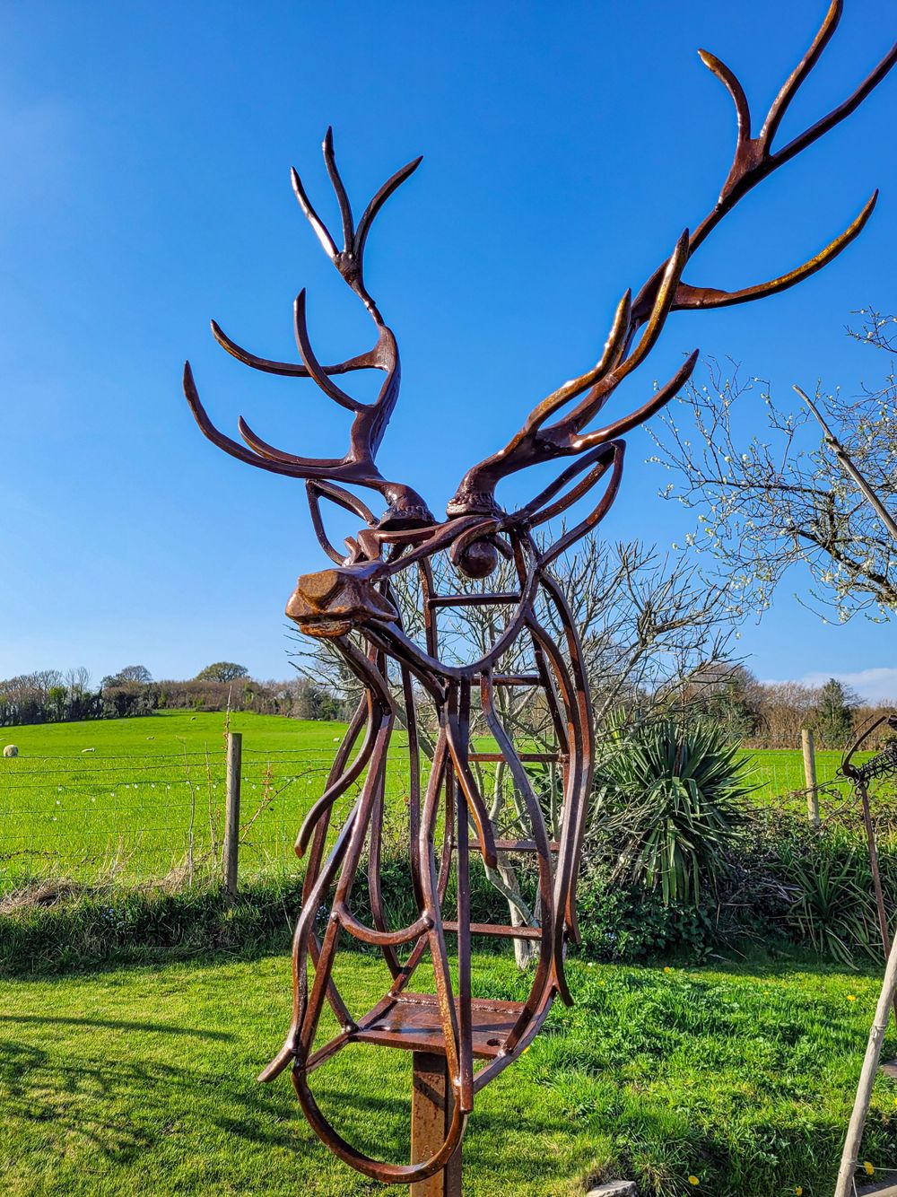 stag, garden sculpture, steel sculpture, forest of dean, gloucestershire, Gabriel Parfitt, for sale