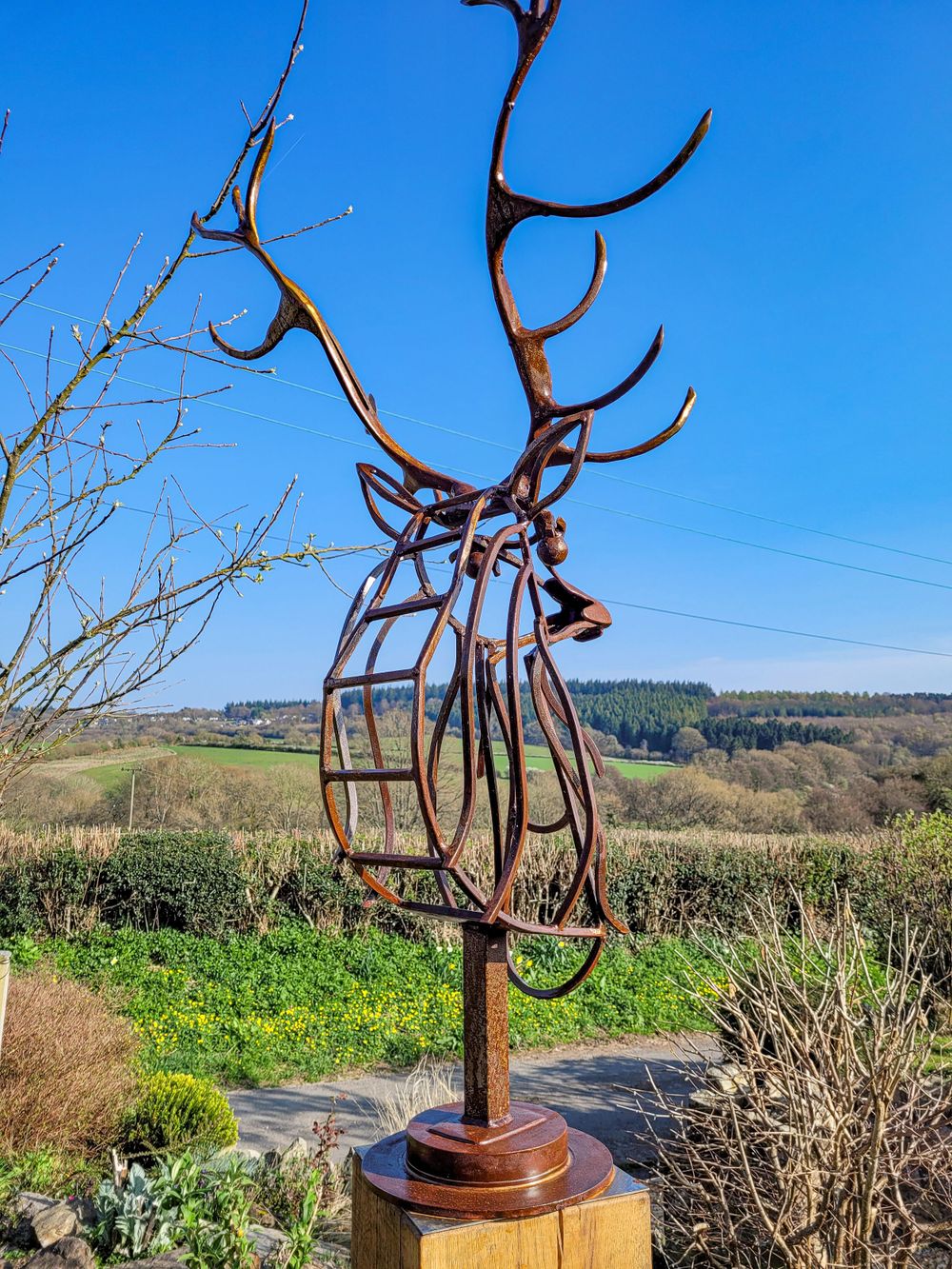 stag, garden sculpture, steel sculpture, forest of dean, gloucestershire, Gabriel Parfitt, for sale