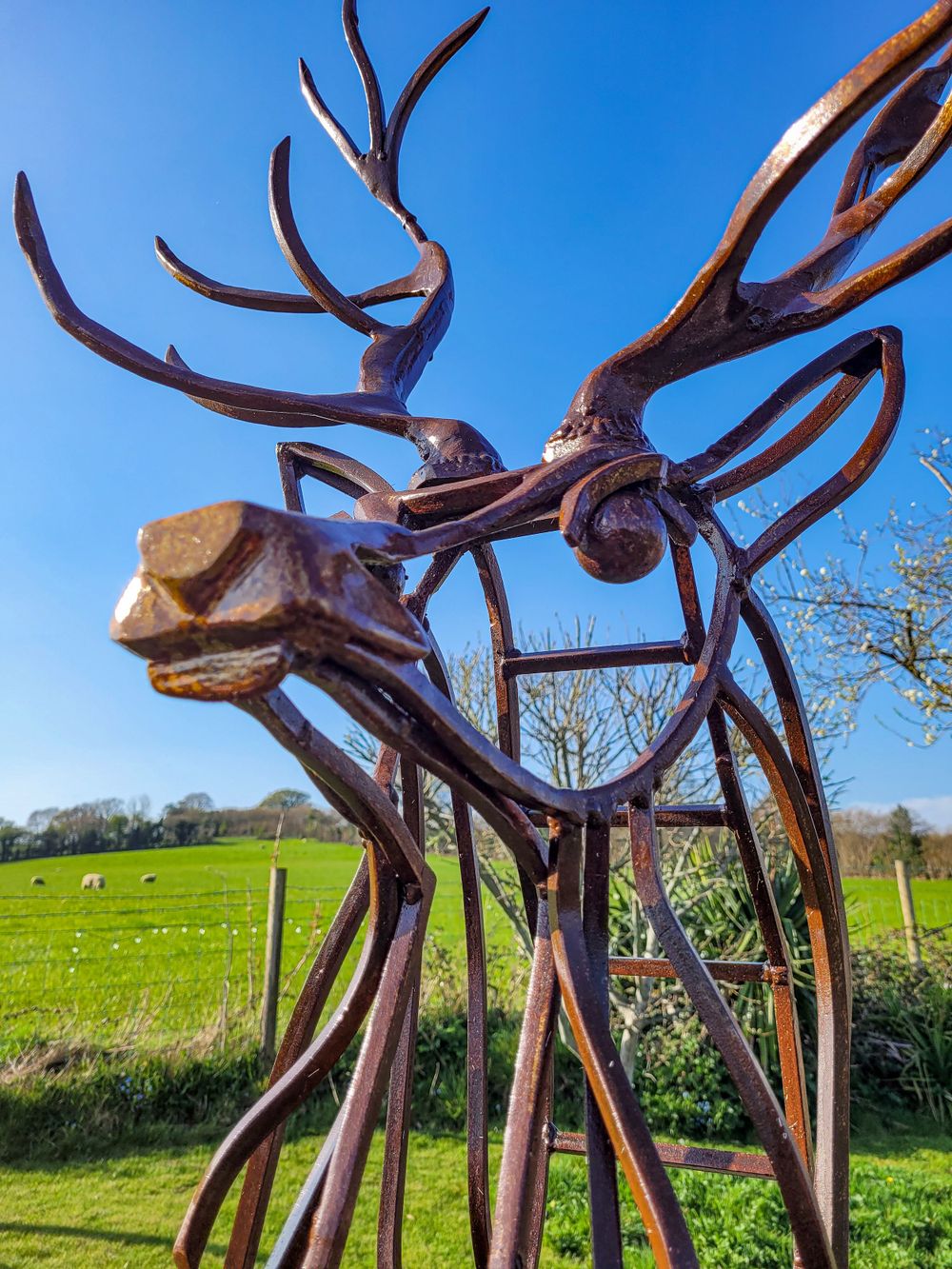 stag, garden sculpture, steel sculpture, forest of dean, gloucestershire, Gabriel Parfitt, for sale