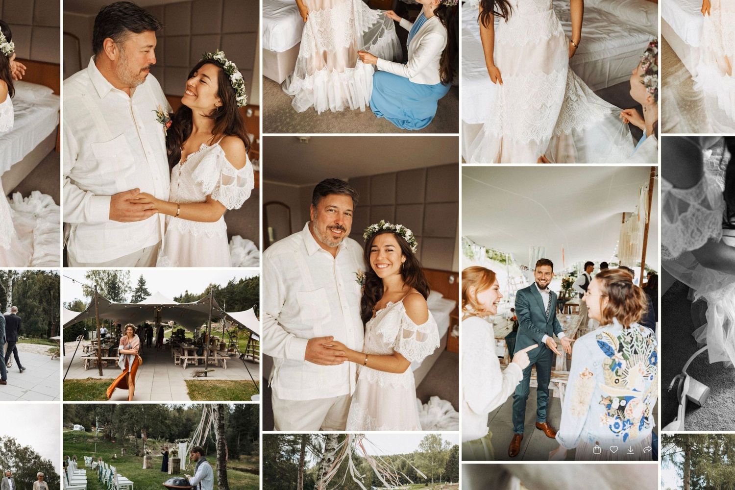 Wedding day photo collage capturing special moments and celebrations.