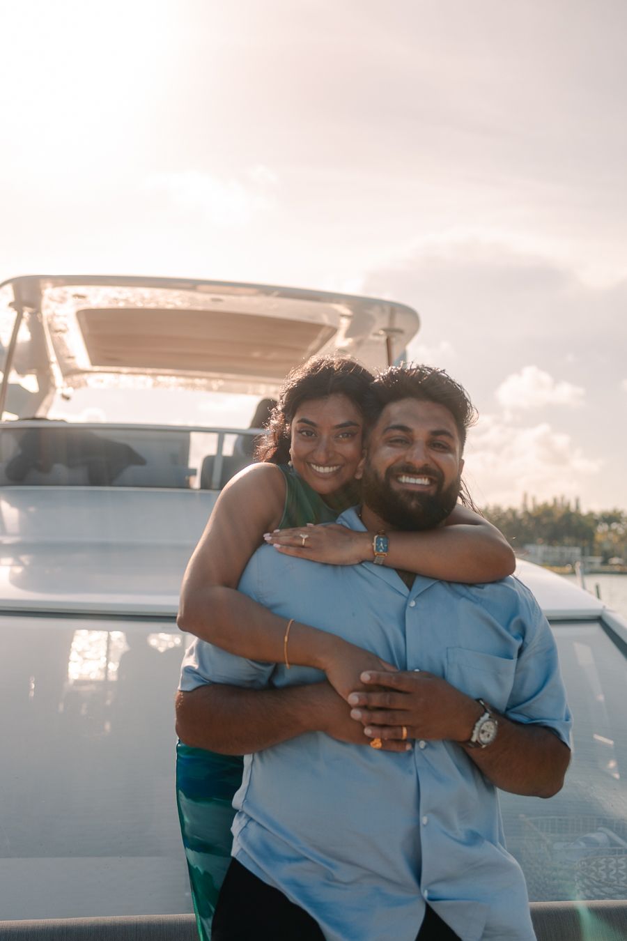 Romantic South Florida yacht couples session, cinematic engagement photography perfect for anniversaries by MannyPortraits.