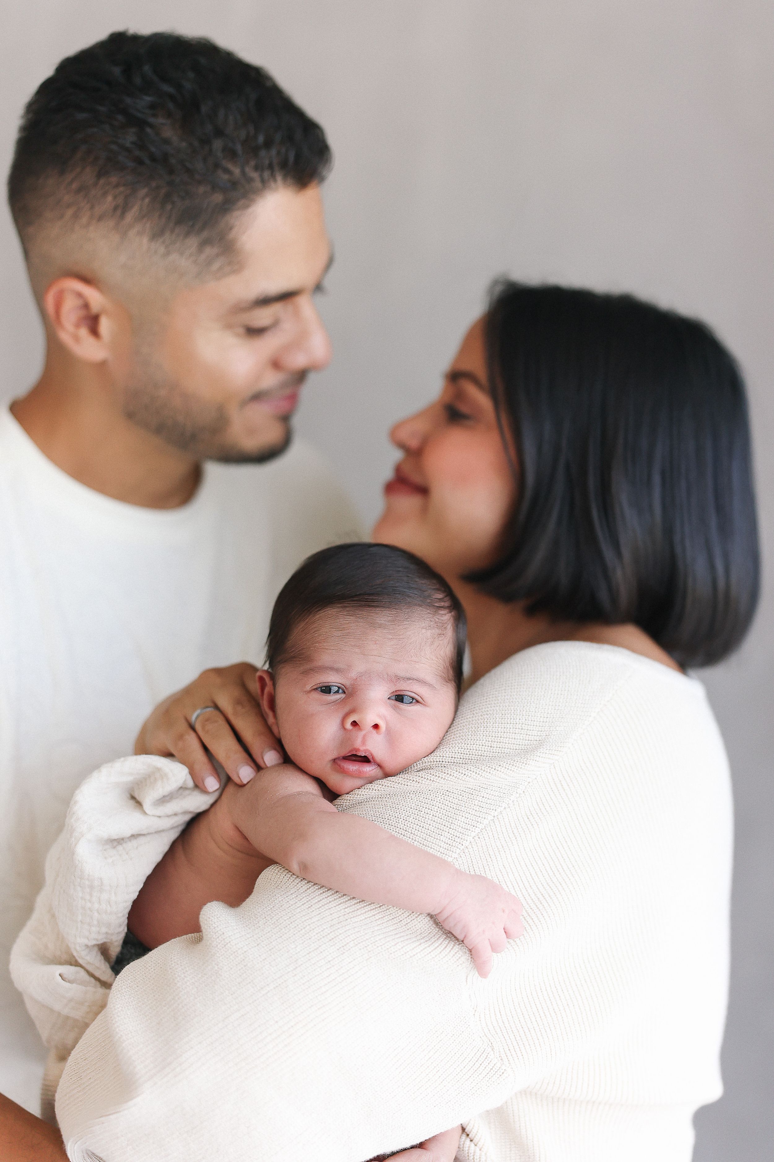 Orange County family newborn session in Spark Studios natural light space