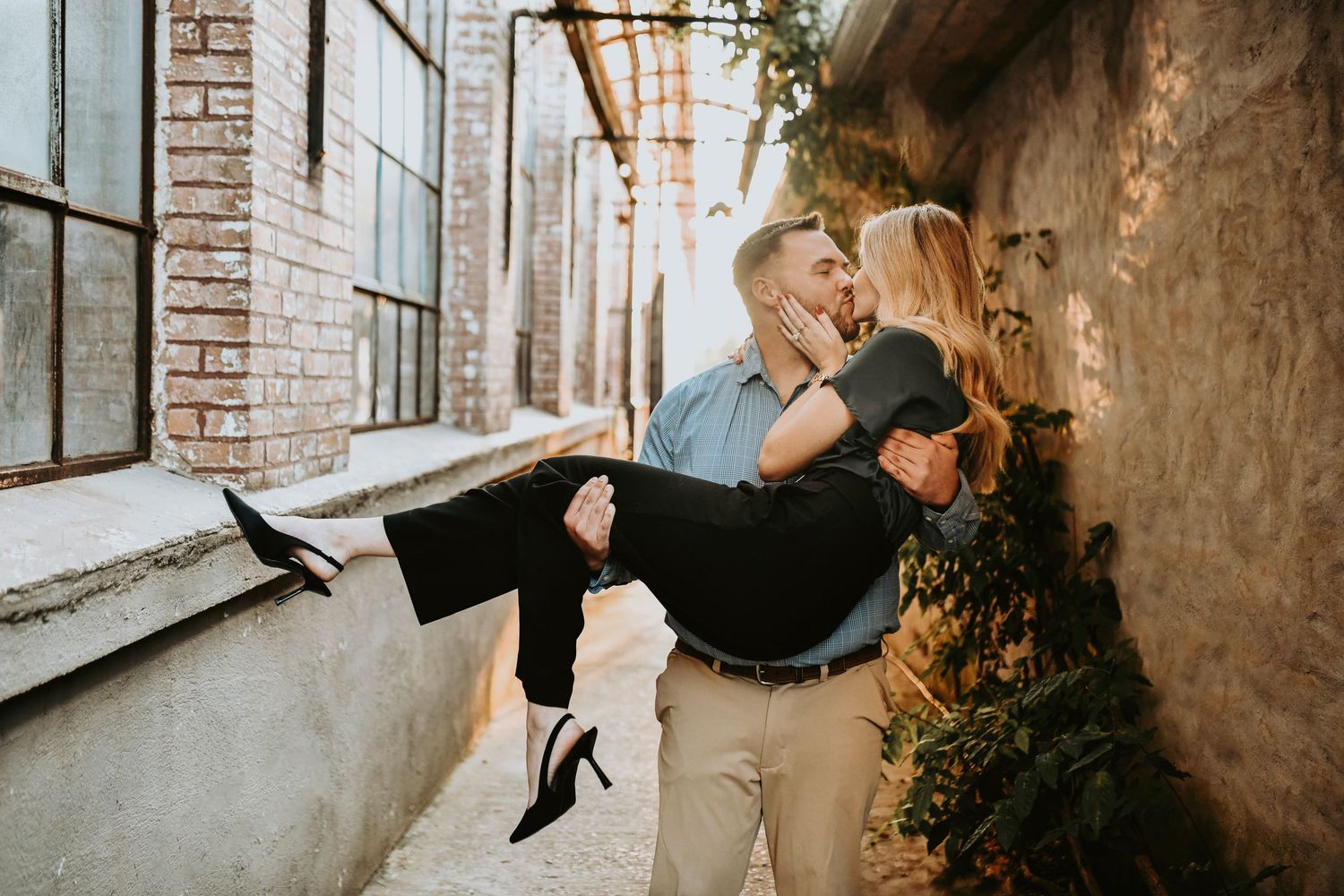 Couple’s joyful celebration after engagement at historic Cotton Mill