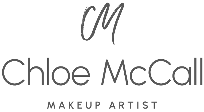 A black and white logo design for Chloe McCall Makeup Artist with handwritten style text and minimalist typography.