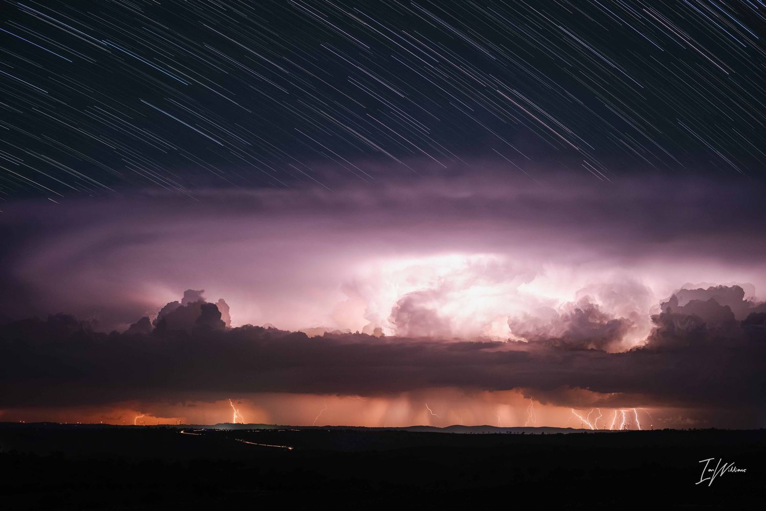 Lightning star trails, Canberra area
