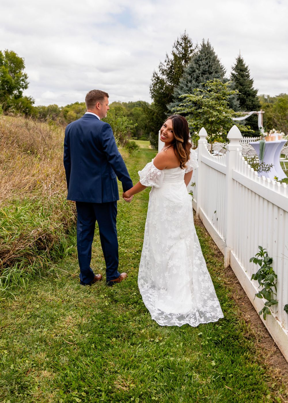 Bride & groom at their beautiful storybook backyard wedding in Omaha, Nebraska. - BrightSide Photography