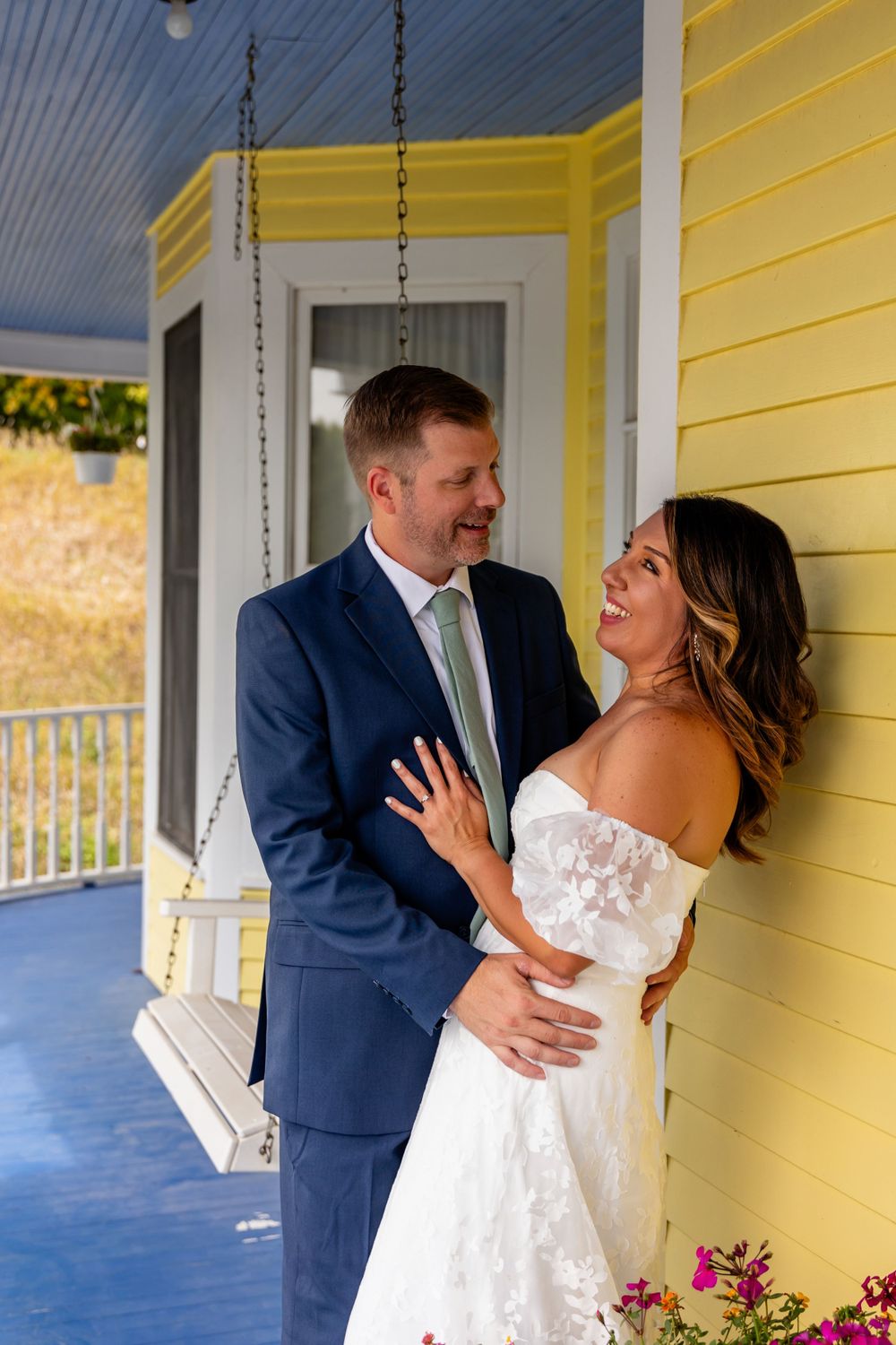 Bride & groom at a beautiful Victorian home backyard wedding in Omaha, Nebraska. - BrightSide Photography
