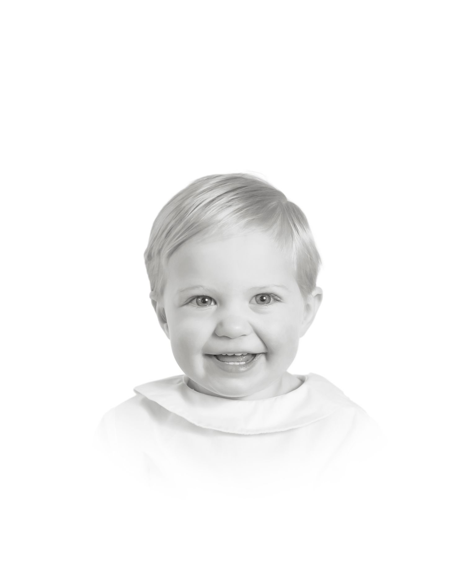 High key portrait series showing bright expressions against white background.