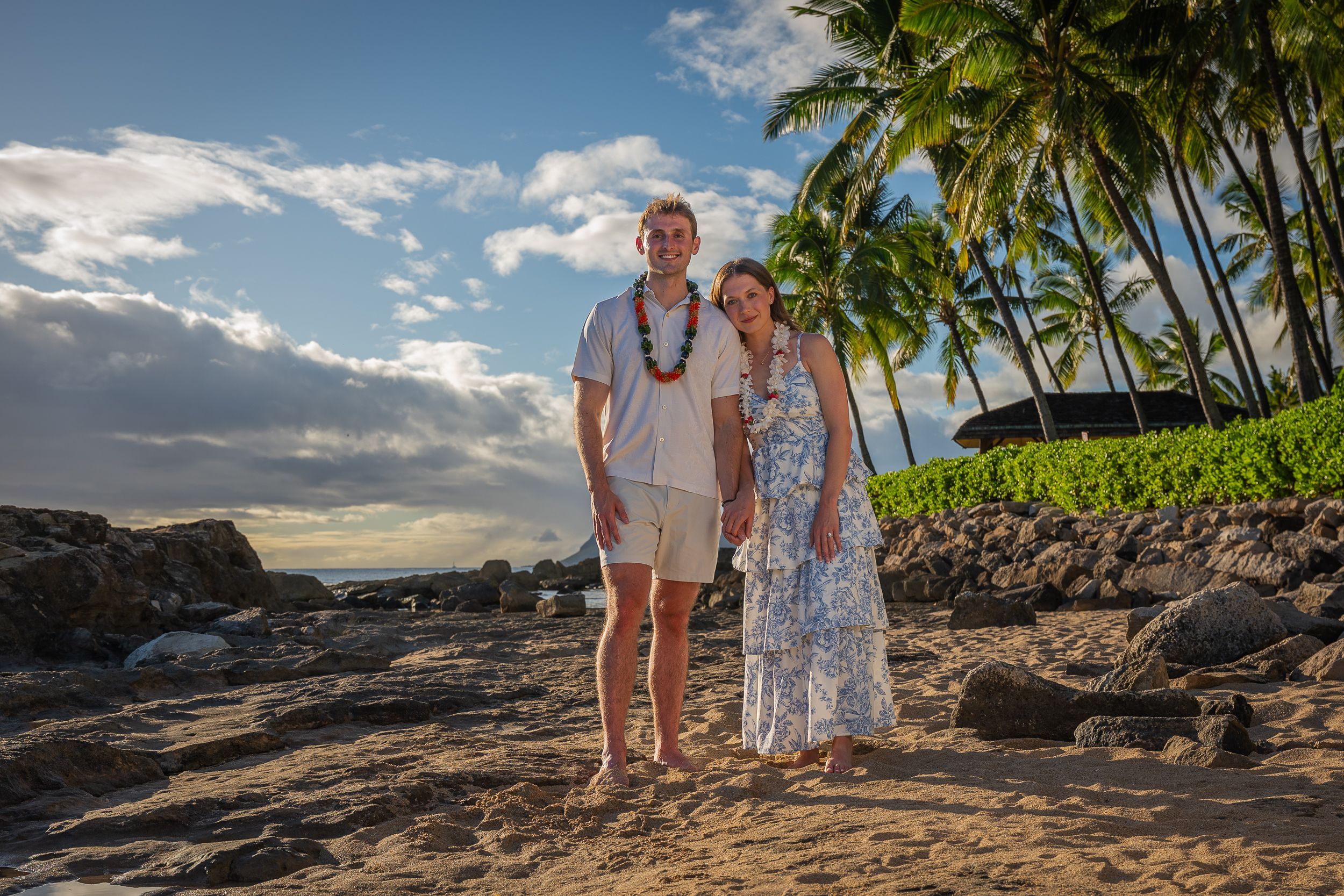 Oahu engagement at Ko Olina beach lagoons at Secret Beach with couples photographer Jenna Ettlich in Hawaii. Fun and memorable engagement