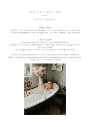 A relaxing bathtub scene with a bouquet being held up, showcasing a cozy post-wedding moment in a bathroom setting.