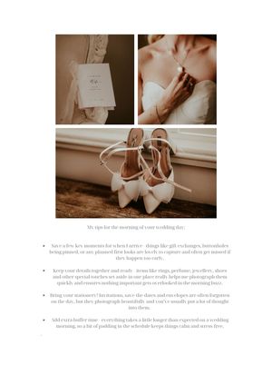 A collage of wedding photography details showing envelopes, rings, and hands in a warm sepia tone.