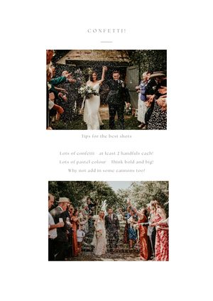 Wedding guests celebrate with confetti toss during outdoor garden ceremony in warm sunlight.