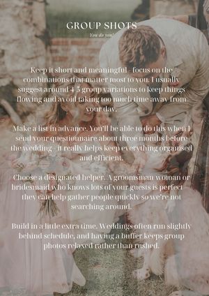 A soft-focus wedding photography tips guide overlay on a blurred background of a wedding ceremony scene.
