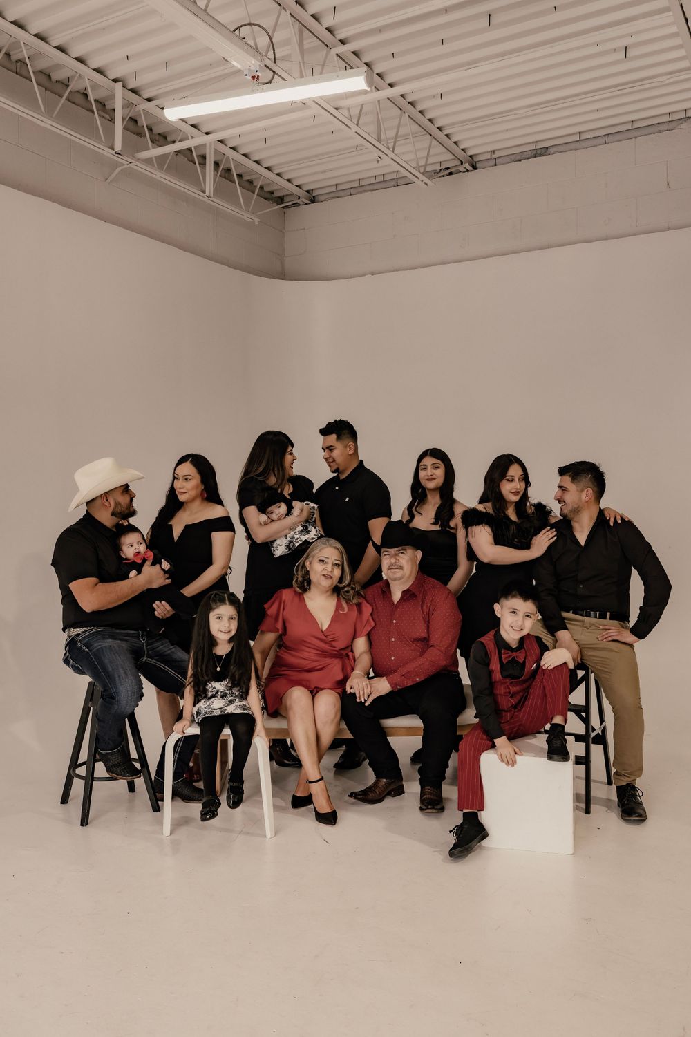 Large family posing for a photo