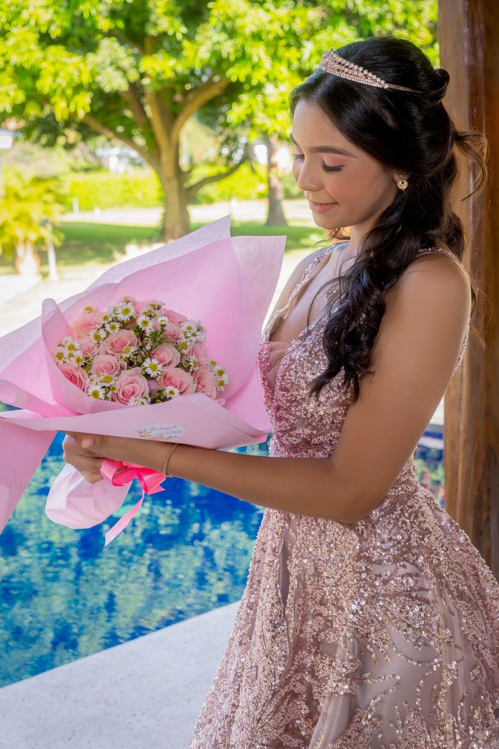 Decoración con globos para fotos de quinceaños en Cesar Colombia