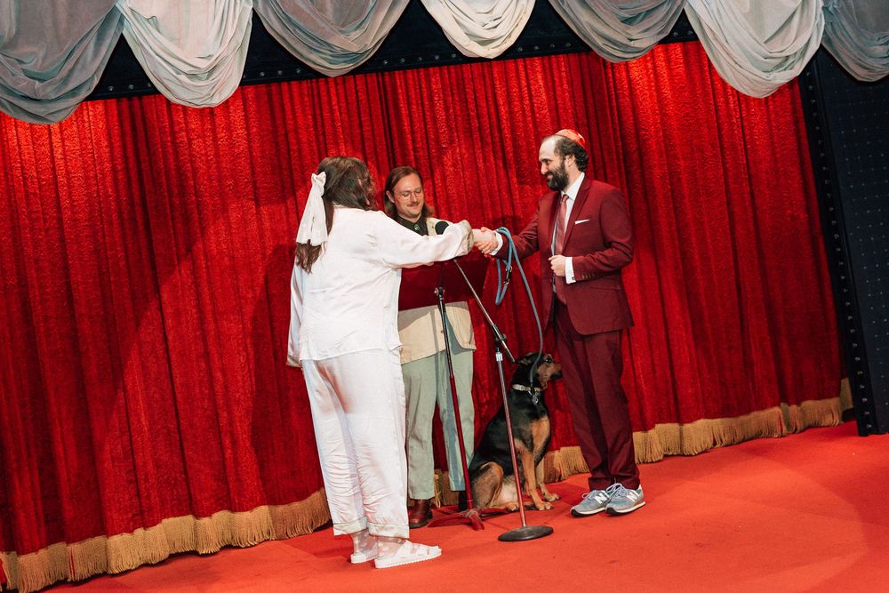 Bride and groom share an intimate moment after their wedding ceremony