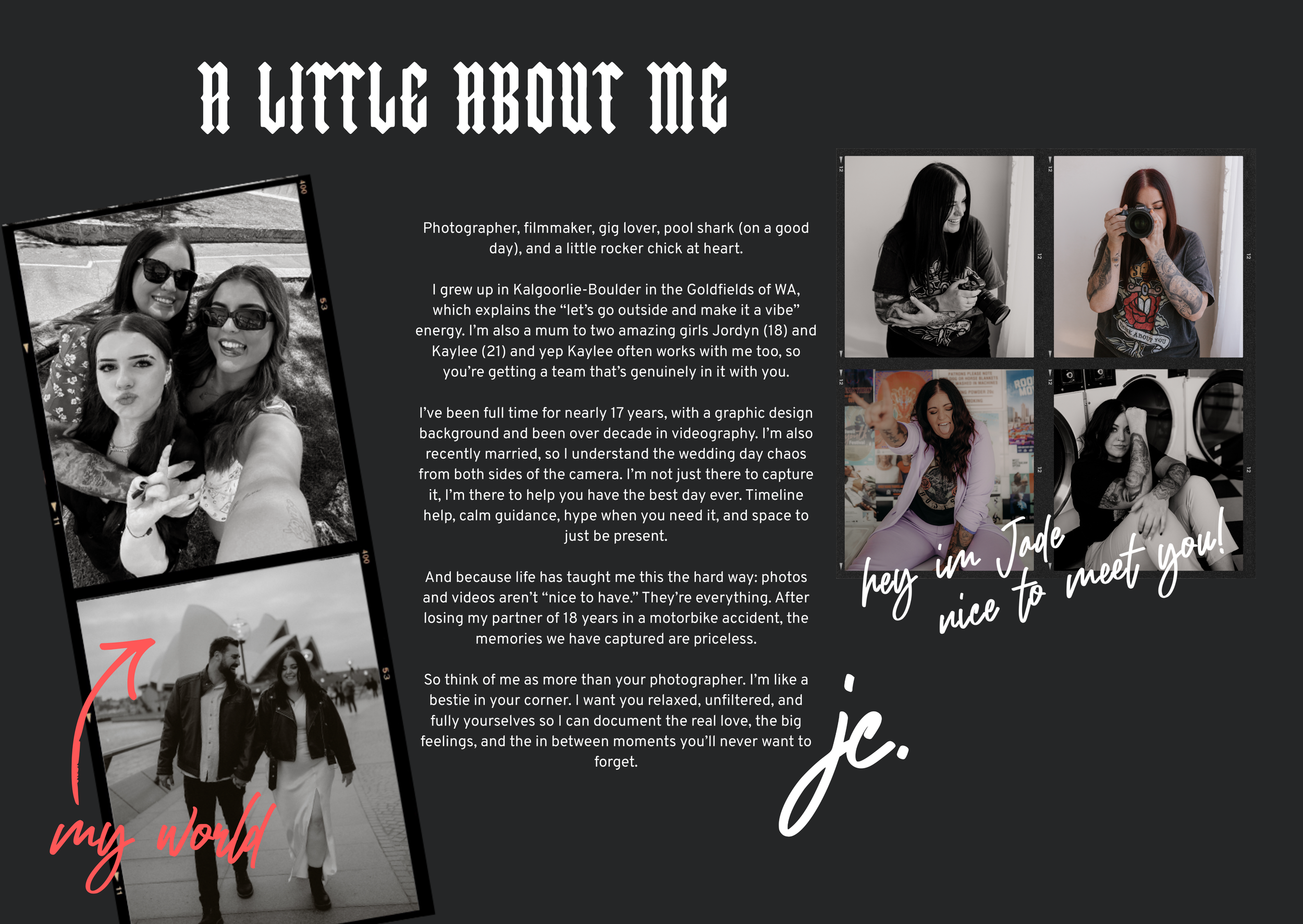 A black and white collage of social media posts and photos arranged in a horizontal banner layout.