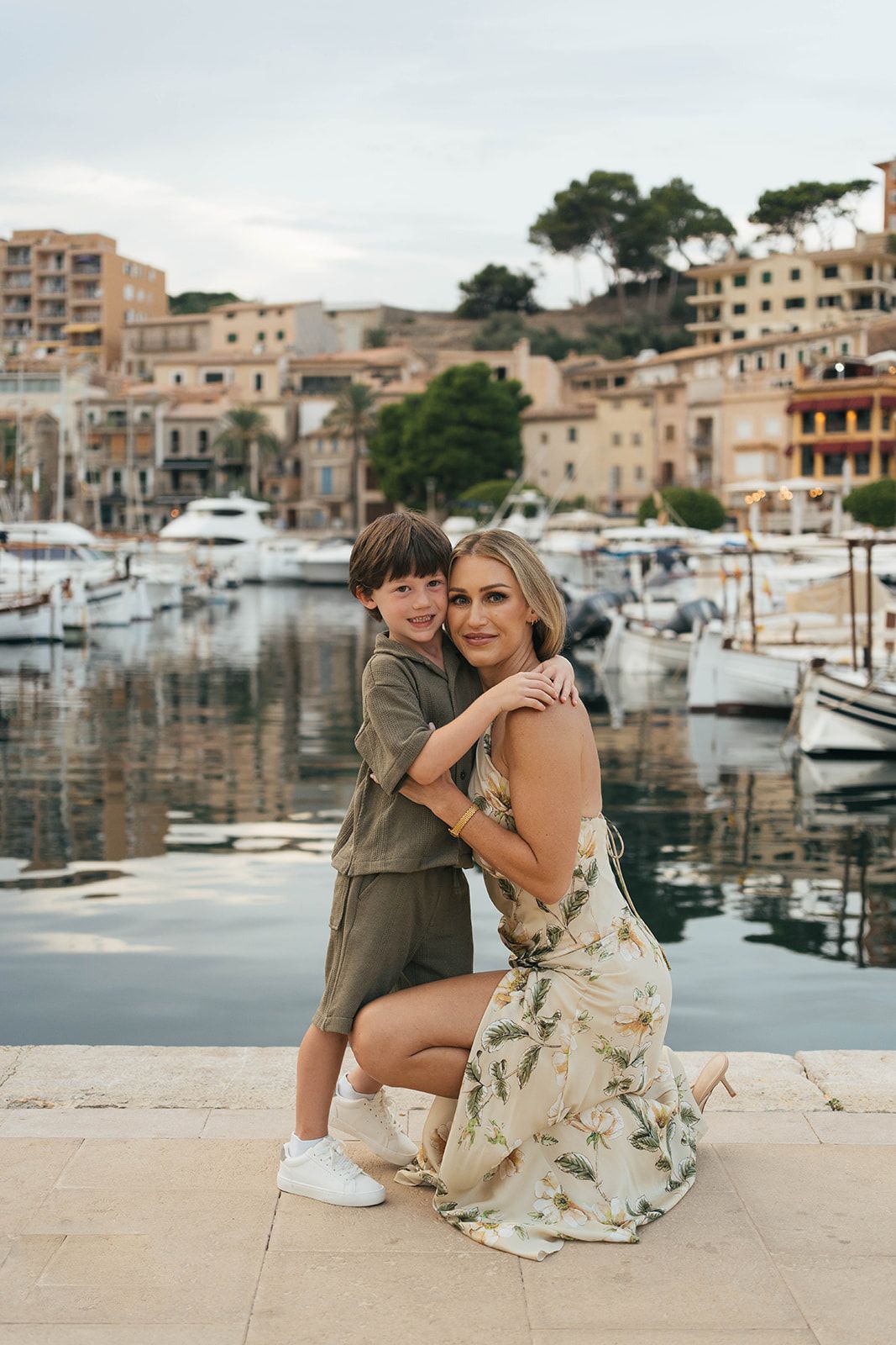 Mum and son photographed in Port Soller, Mallorca.