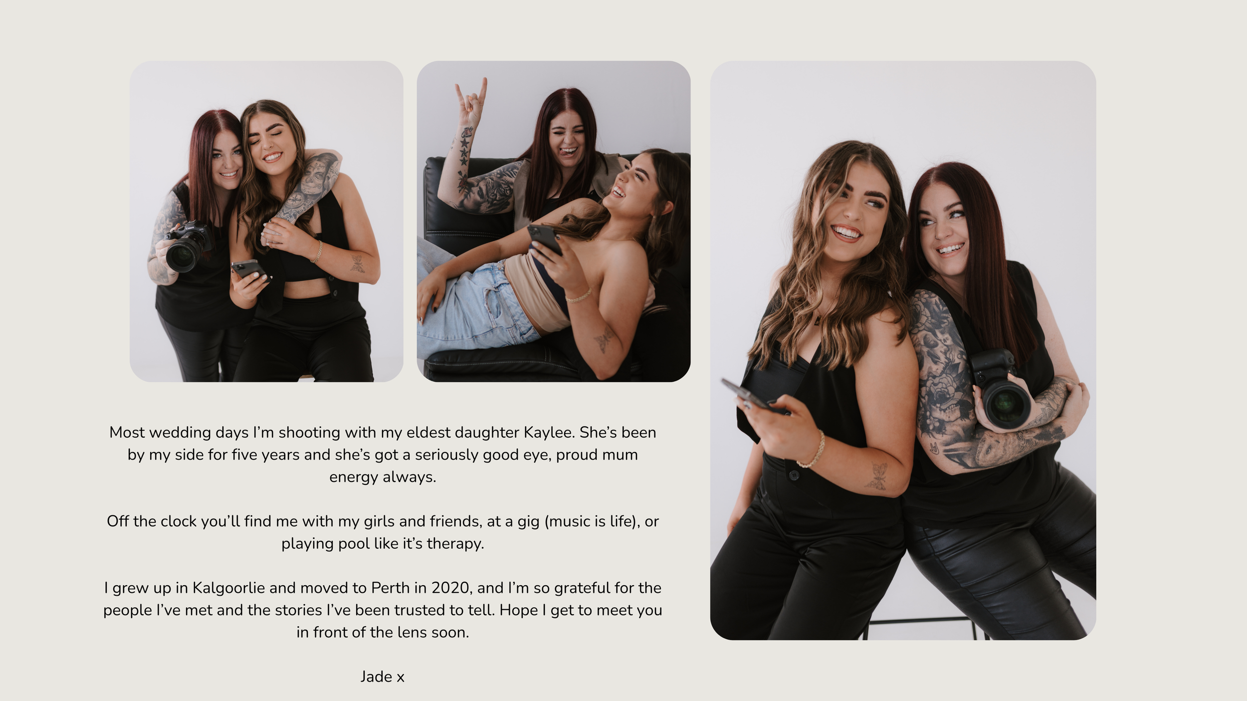 A horizontal collage of black and white lifestyle photos showing casual poses and candid moments.
