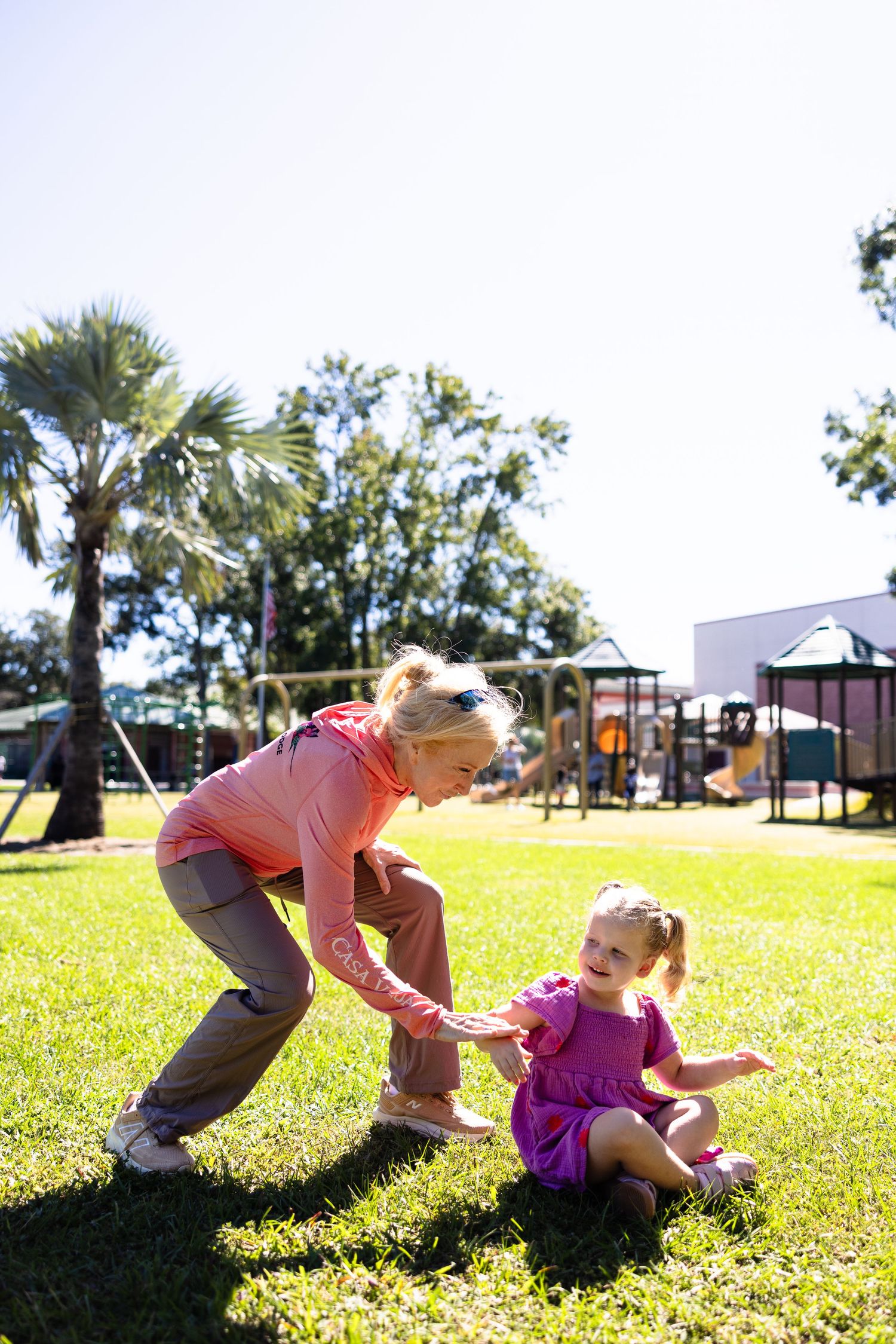 A sequence of playful tumbling movements on a sunny grassy hill captured in multiple action shots.