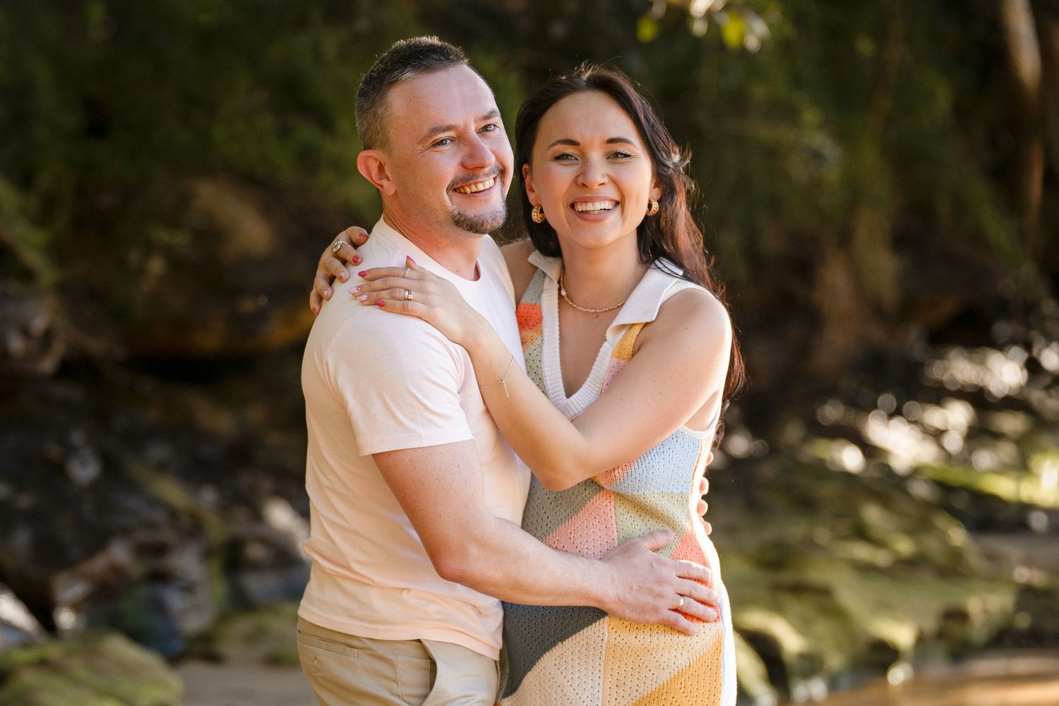 Couples hugging and laughing during a Couples photoshoot in Sydney for Valentines day gift