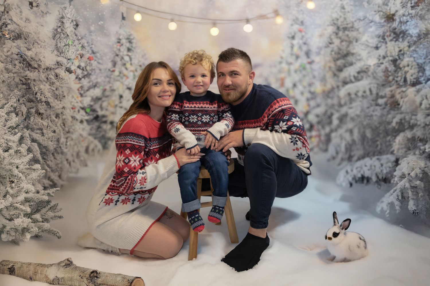 Photographe famille Noël Alpes-Maritimes, portrait parent et enfant en studio