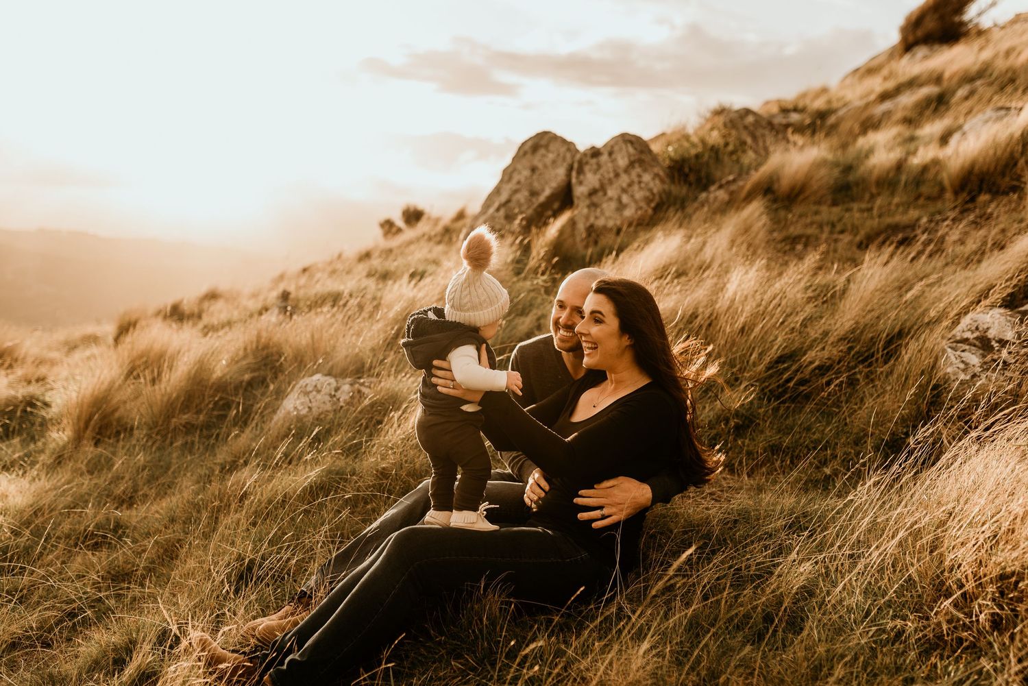 Family spending time together outdoors in autumn.