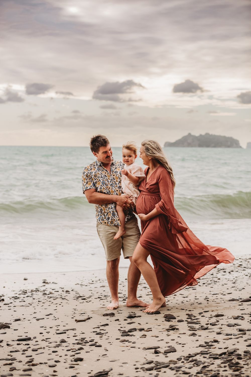 Family Maternity Shoot at Amodeo Bay, Coromandel