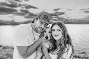 Black and white photo series showing intimate moments between a couple outdoors.