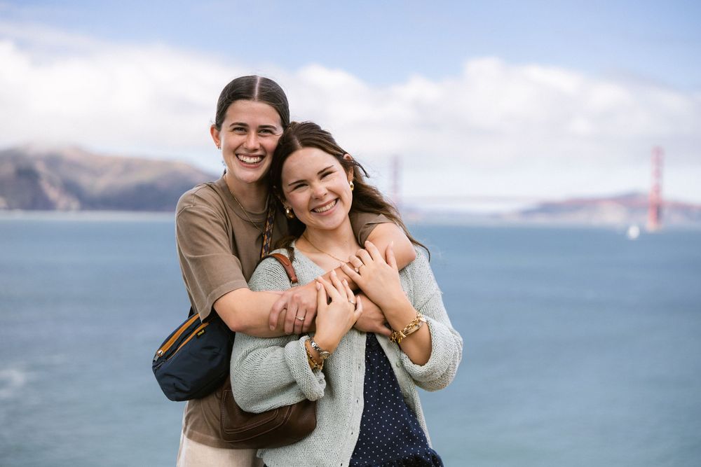 Same-sex engagement photos at Lands End San Francisco