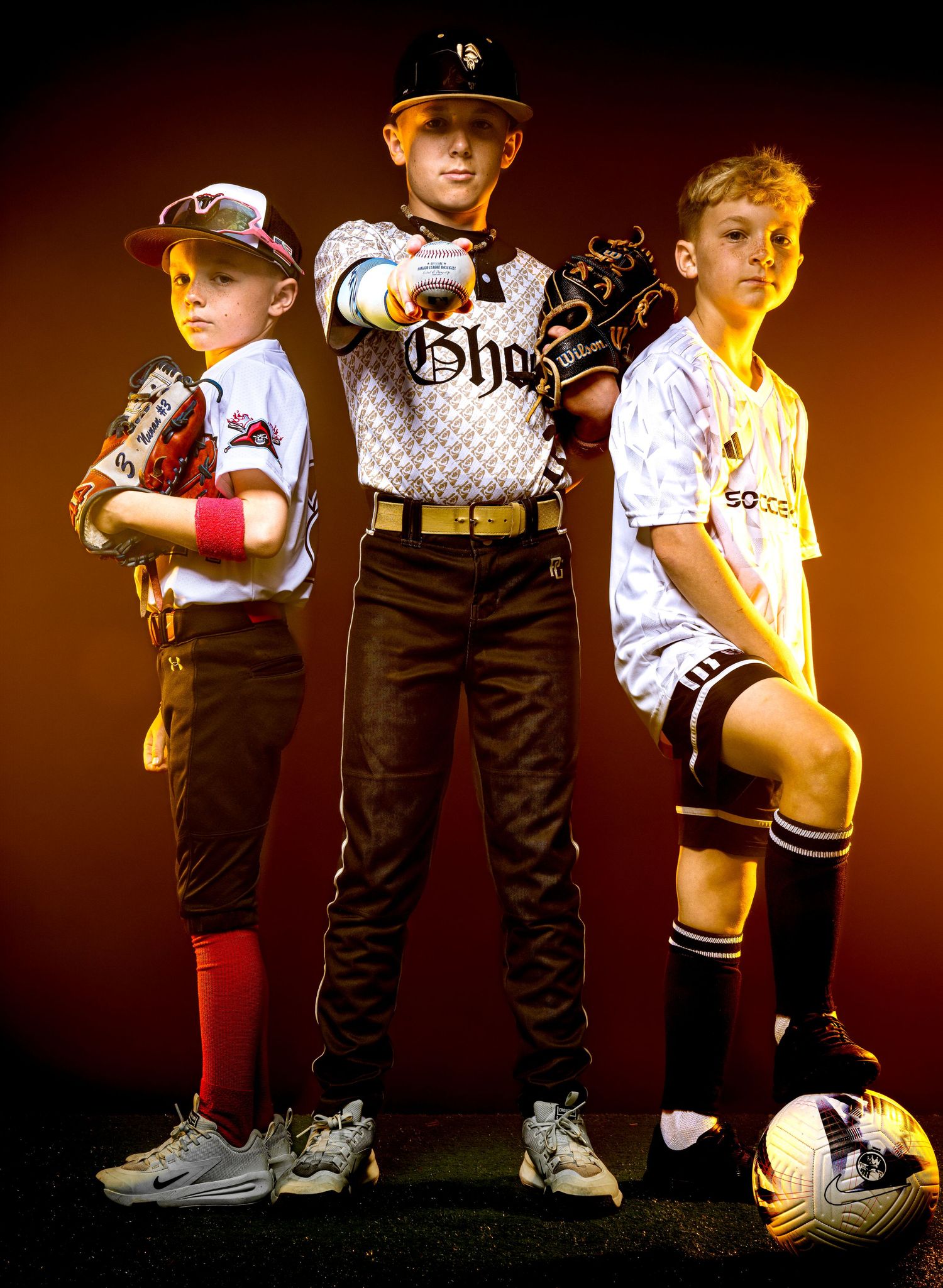 South Jersey Sports Photographer - Sportrait session for NJ travel baseball and soccer players (brothers)