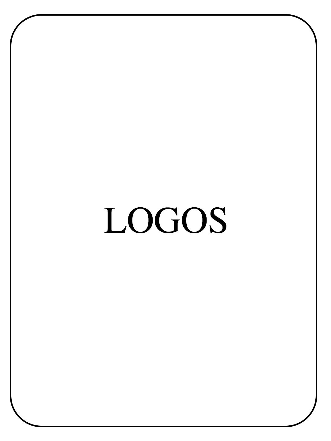 Simple white card with rounded corners displaying the word LOGOS in classic serif typography on a clean background.