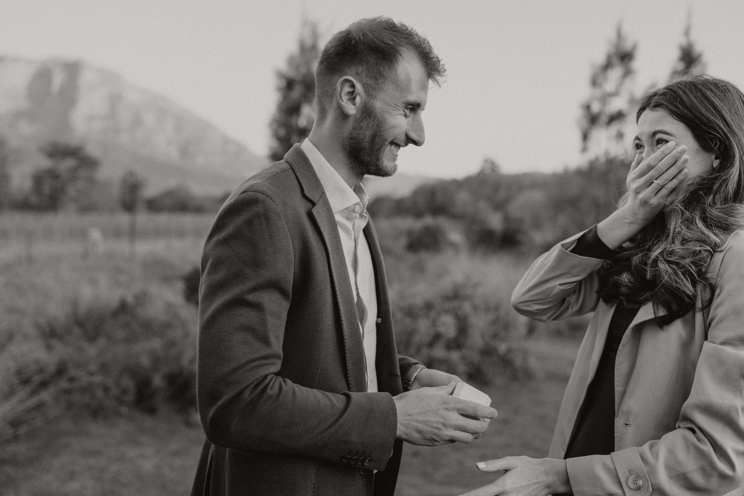 Kyra and Alex at Boschendal proposal photos with Christene de Coning Photography in Stellenbosch, engaged in South Africa.