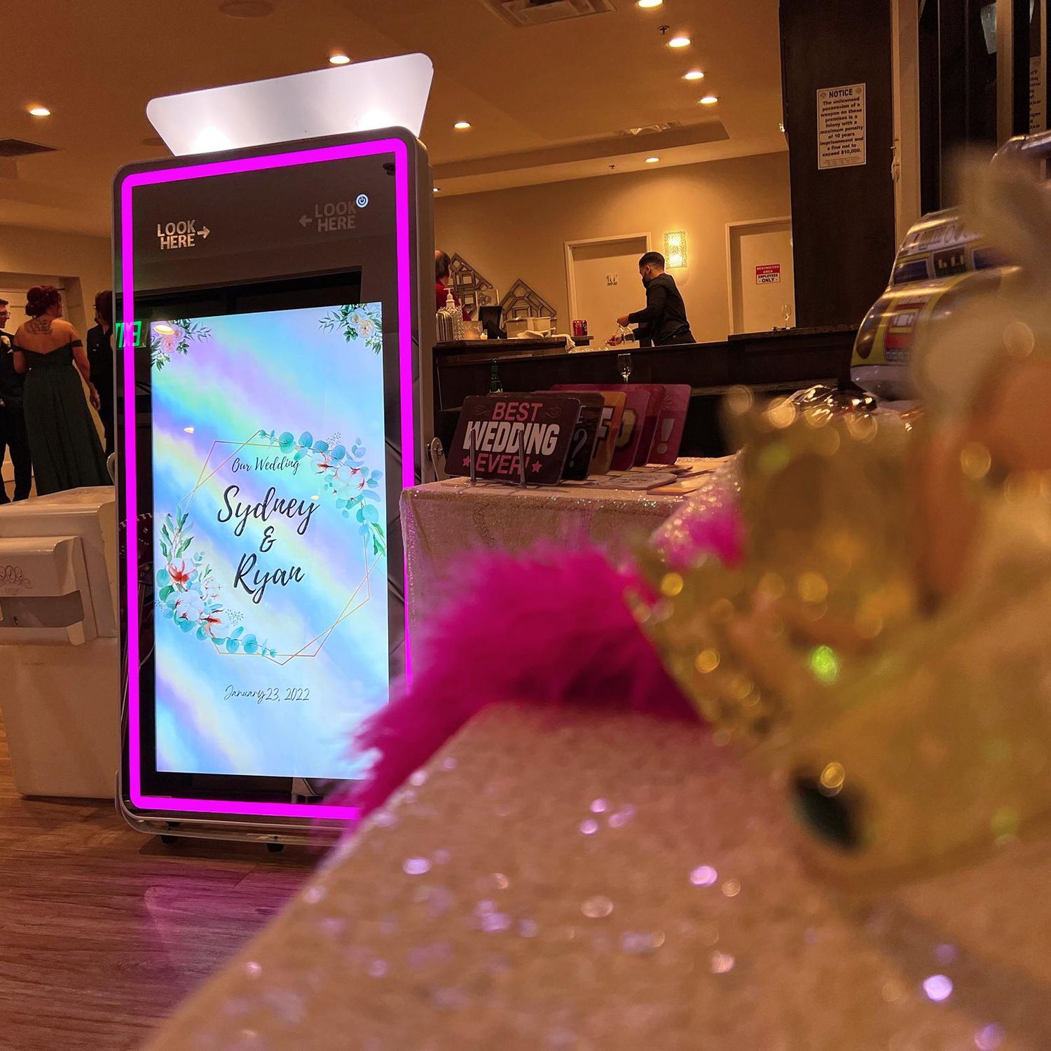 Luxury wedding Mirror Photo Booth rental with DSLR camera instant photo prints and personalized keepsake templates across DFW Texas