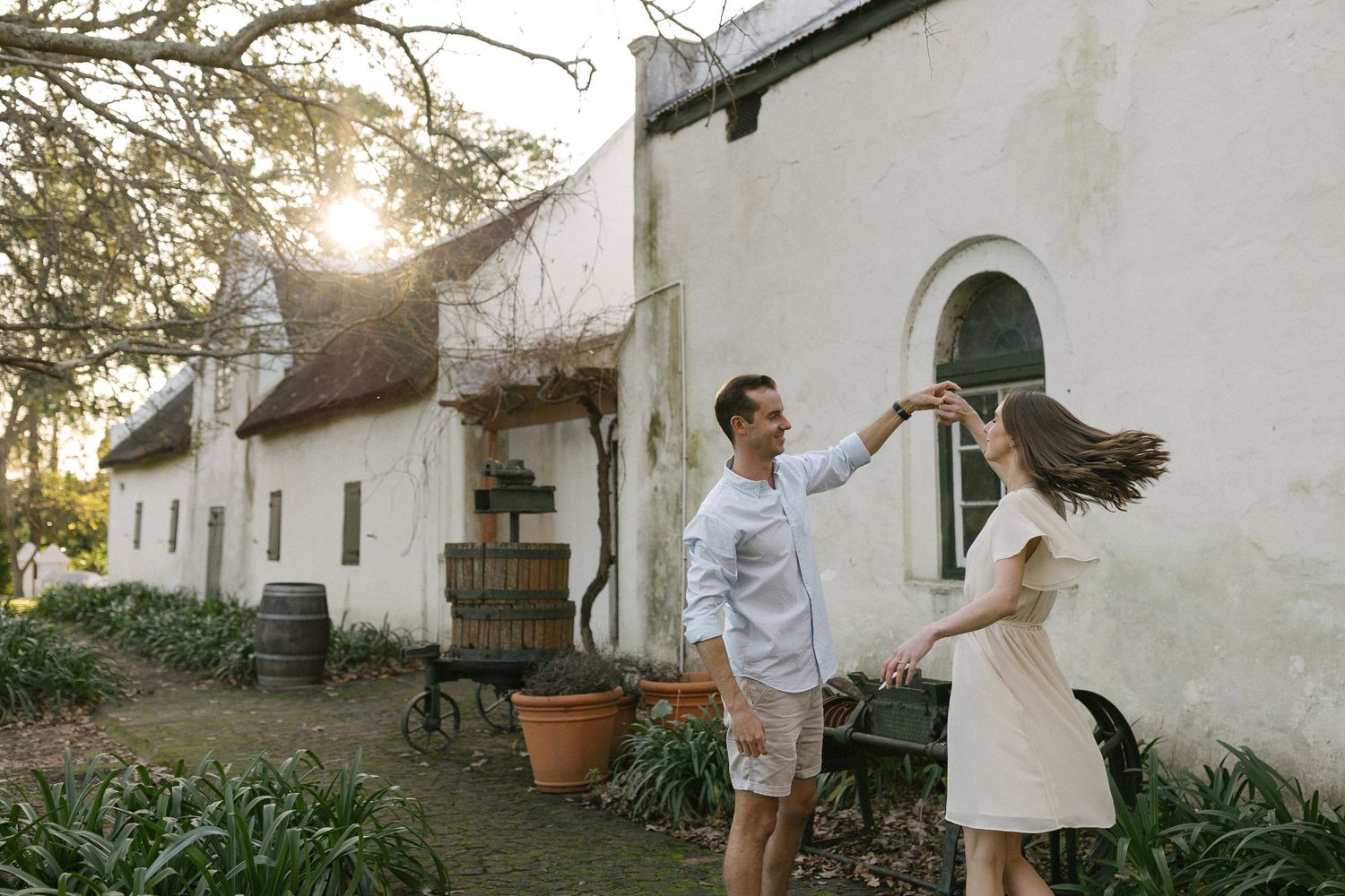 Caron and Francois at Blaauwklippen Wine Estate proposal photos with Christene de Coning Photography in Stellenbosch,South Africa