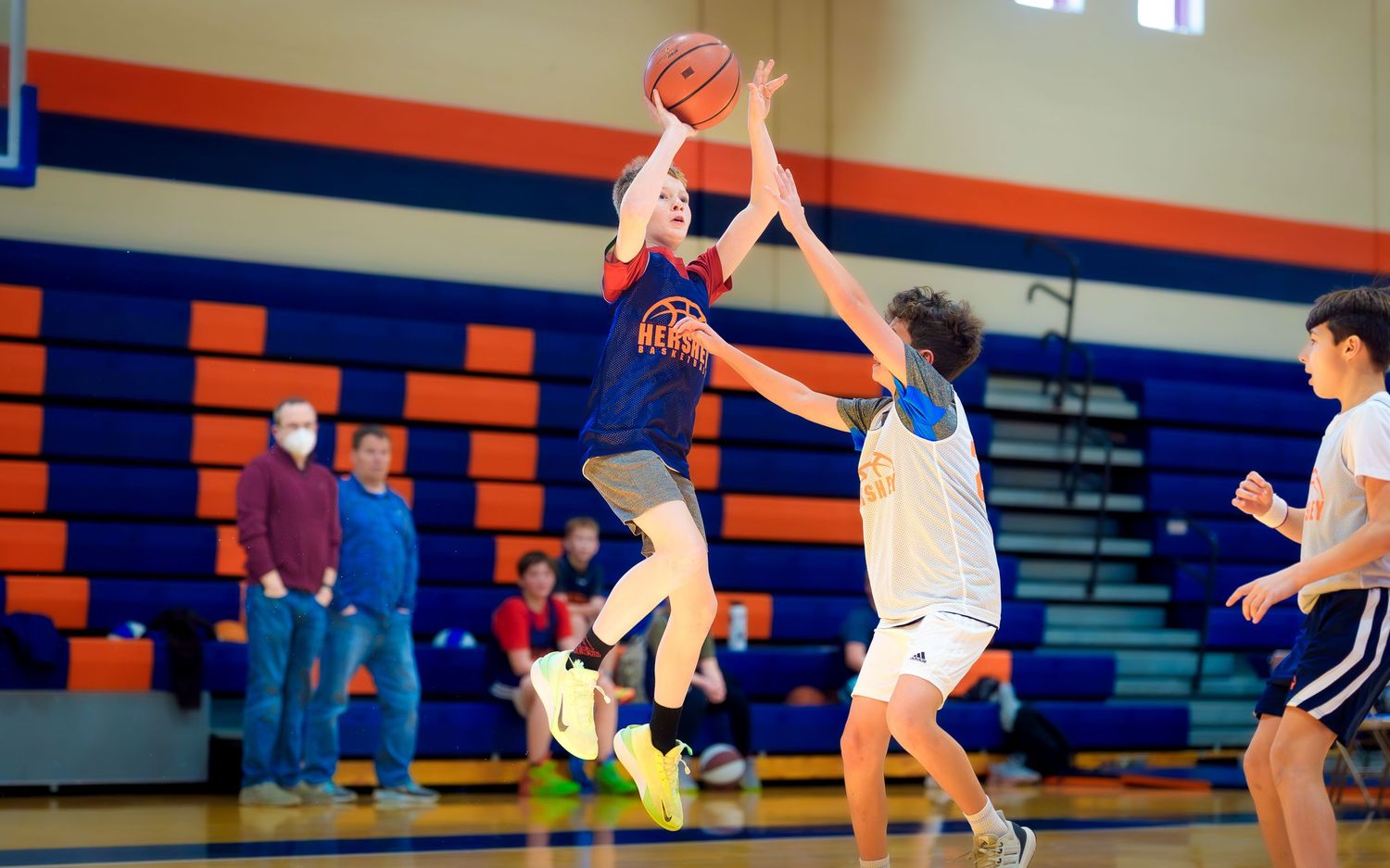 Hershey youth basketball players jumping for the ball, HYBA, by Deanna Fox, SportsFox Photography based in Hershey PA