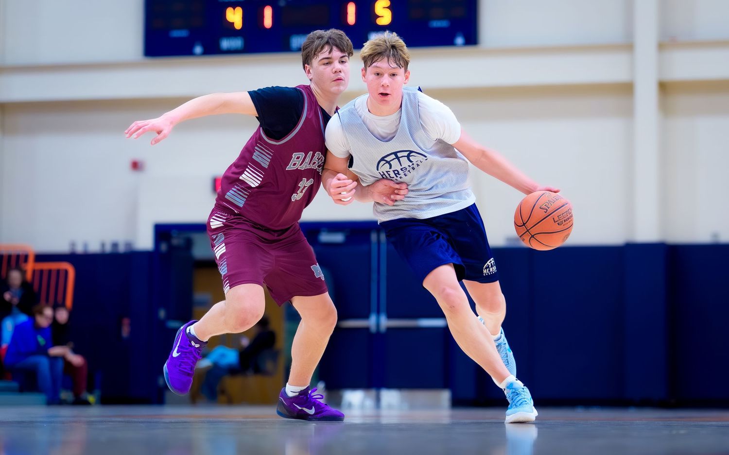 Hershey 9th-grade boys driving past a defender, Chocolatetown Tournament final, by Deanna Fox, SportsFox Photography based in Hershey PA