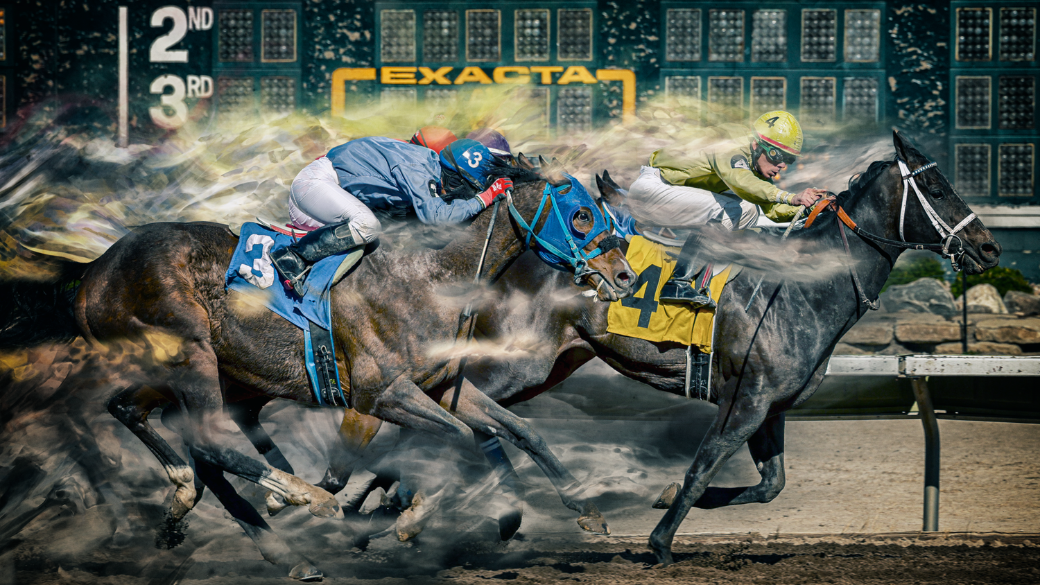 Finish line at Fonner Park 2025 into a composite image
