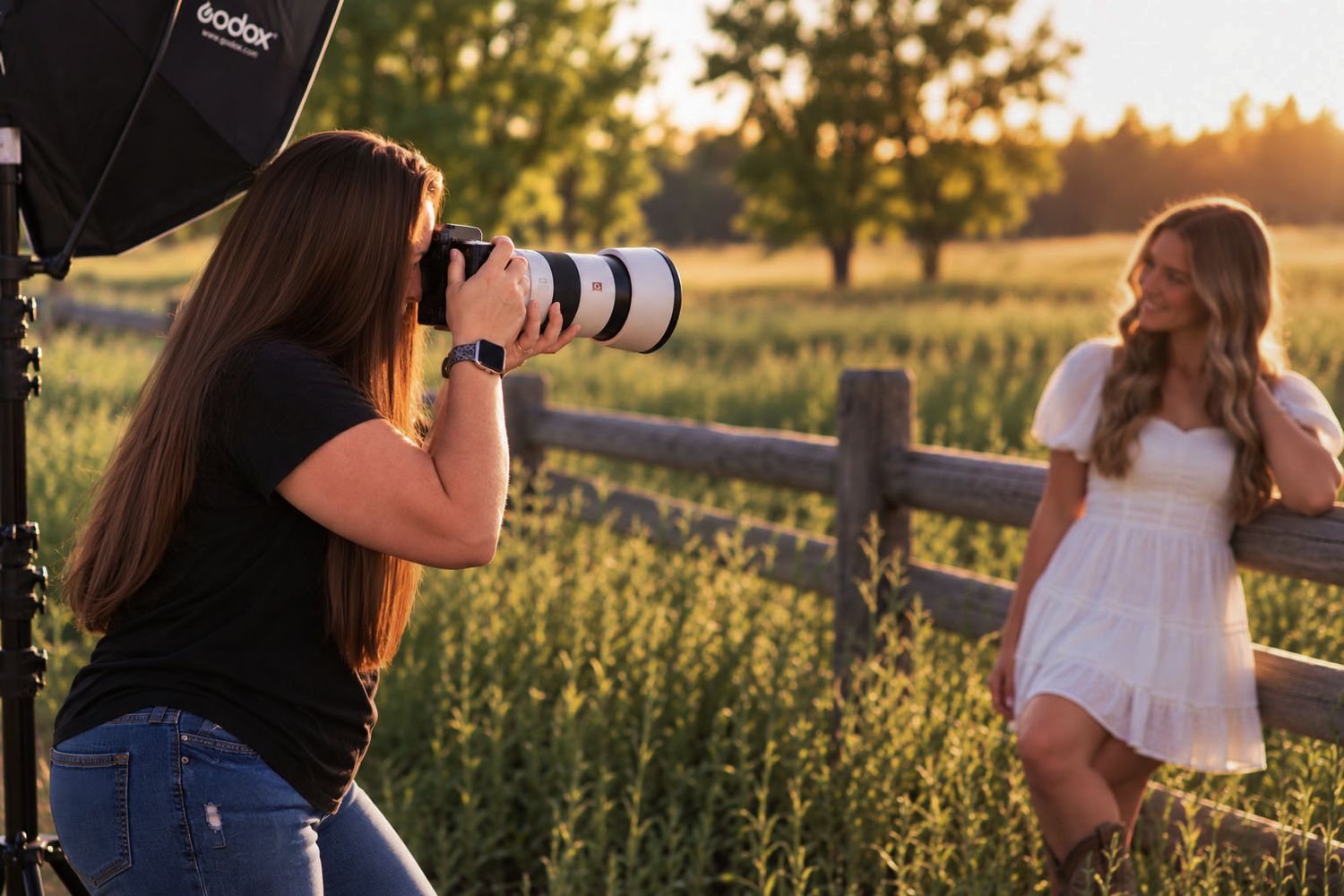 Honey + Ginger Photography behind the scenes photographing a senior outdoors in Northeast Ohio
