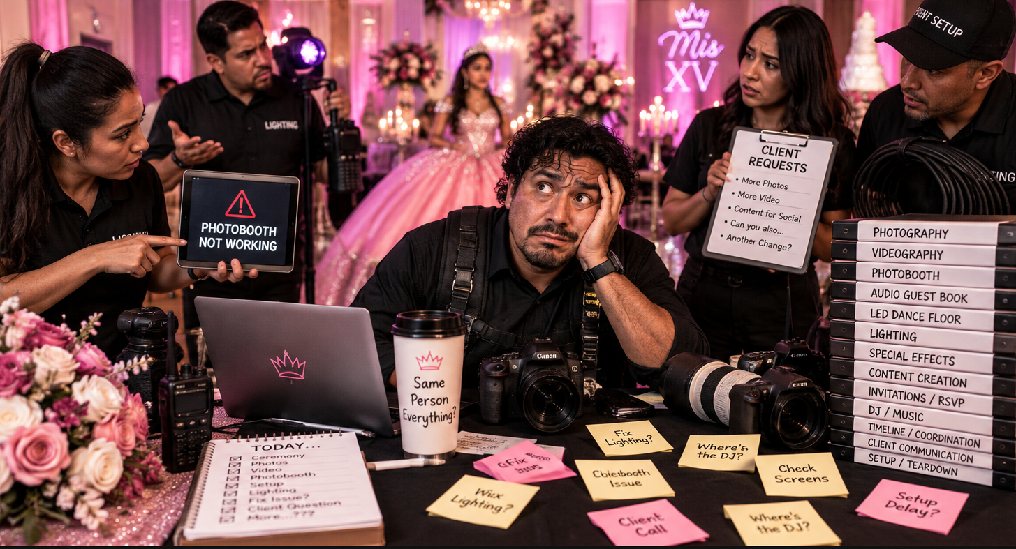 Grapevine quinceañera photographer captures luxury quince photography and video with dedicated DFW photobooth staff for DFW celebrations
